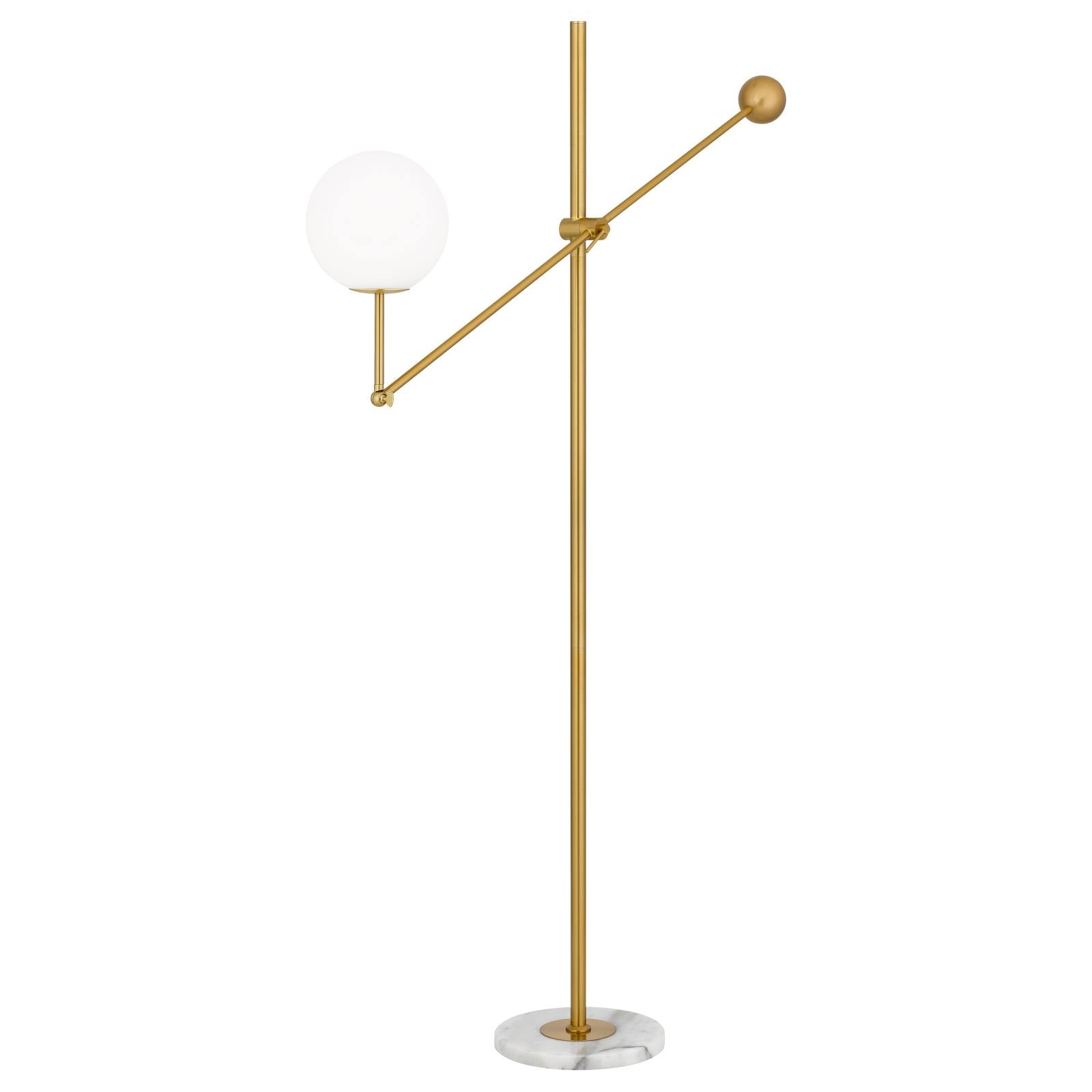 Kemi Floor Lamp, Opal Matte, Gold, White Marble