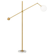 Kemi Floor Lamp, Opal Matte, Gold, White Marble