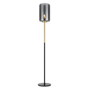 Korova Floor Lamp, White Marble, Brass, Smoke Glass