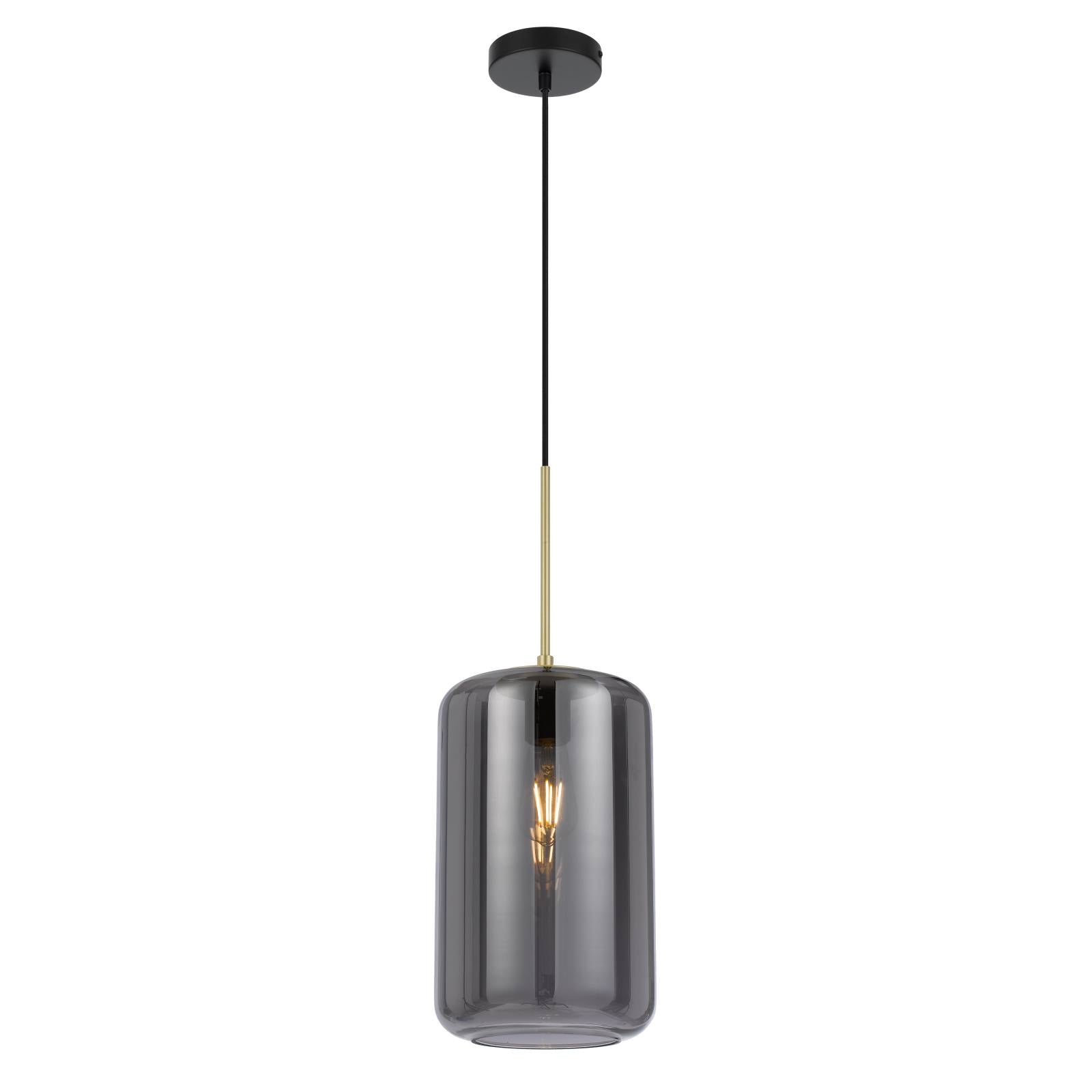 Korova Medium Pendant, Brass Matte, Smoke Glass