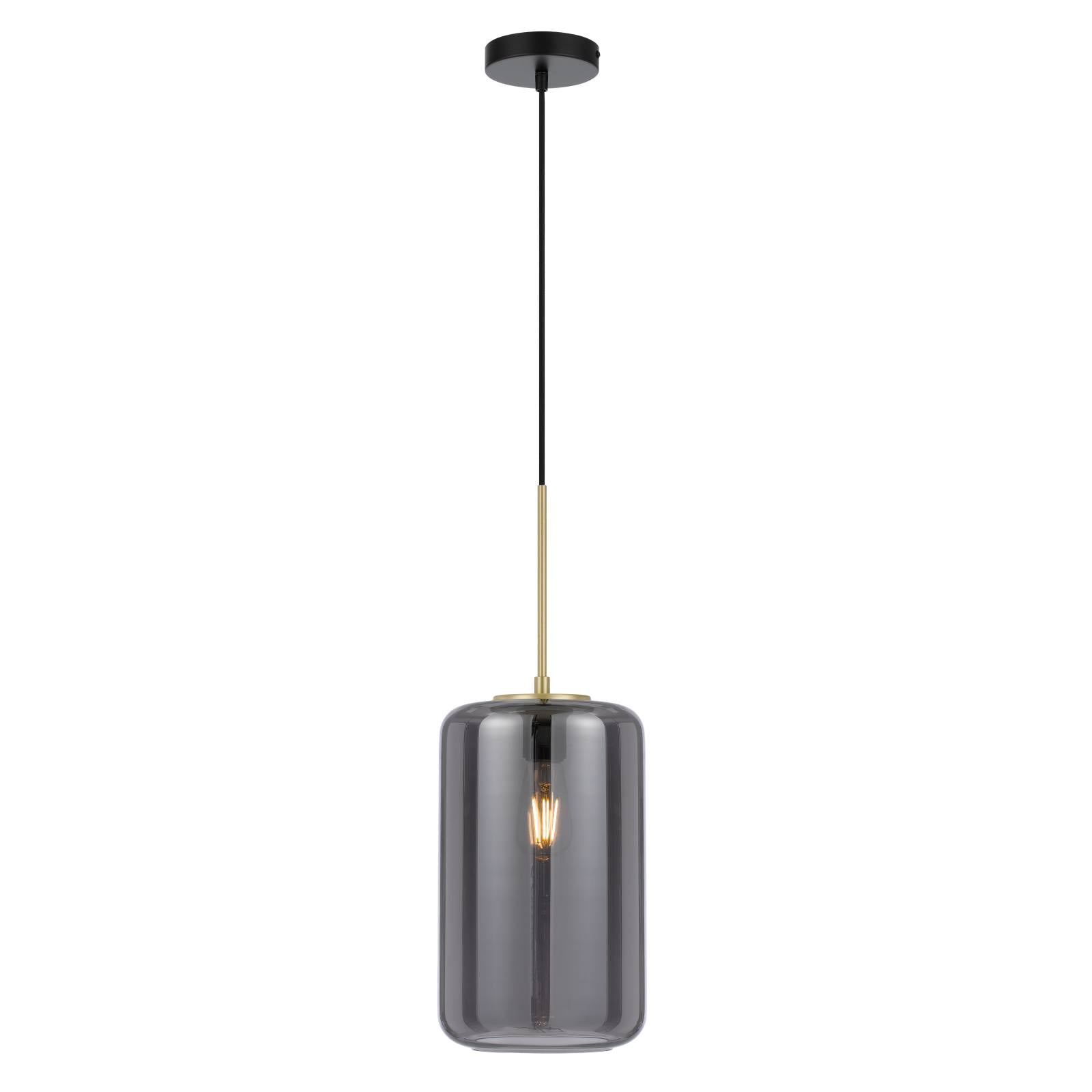 Korova Medium Pendant, Brass Matte, Smoke Glass