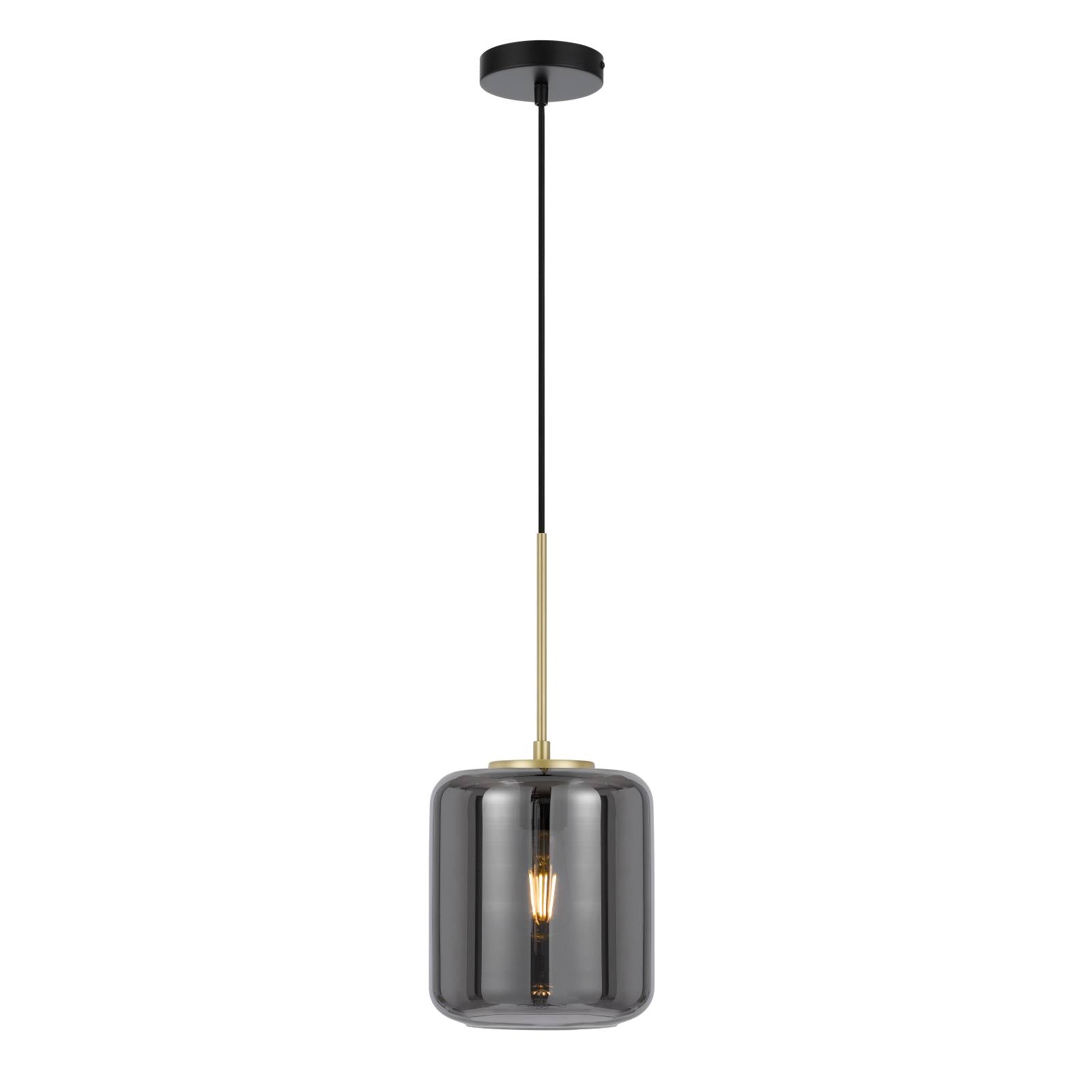 Korova Small Pendant, Brass Matte, Smoke Glass