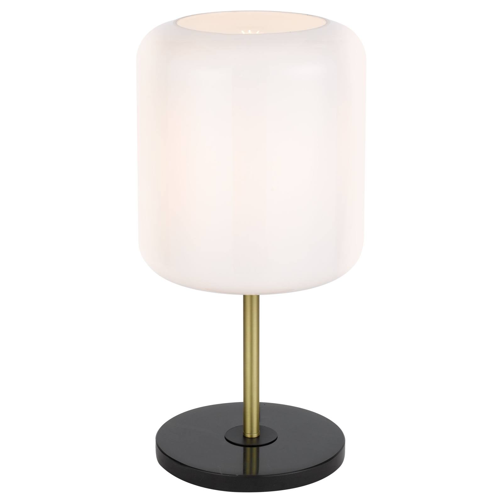 Korova Table Lamp, Black Marble, Black, Brass, Opal Matte