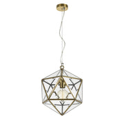 Lazlo 30cm Pendant, Antique Brass, Clear Glass