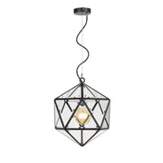 Lazlo 30cm Pendant, Black, Clear Glass