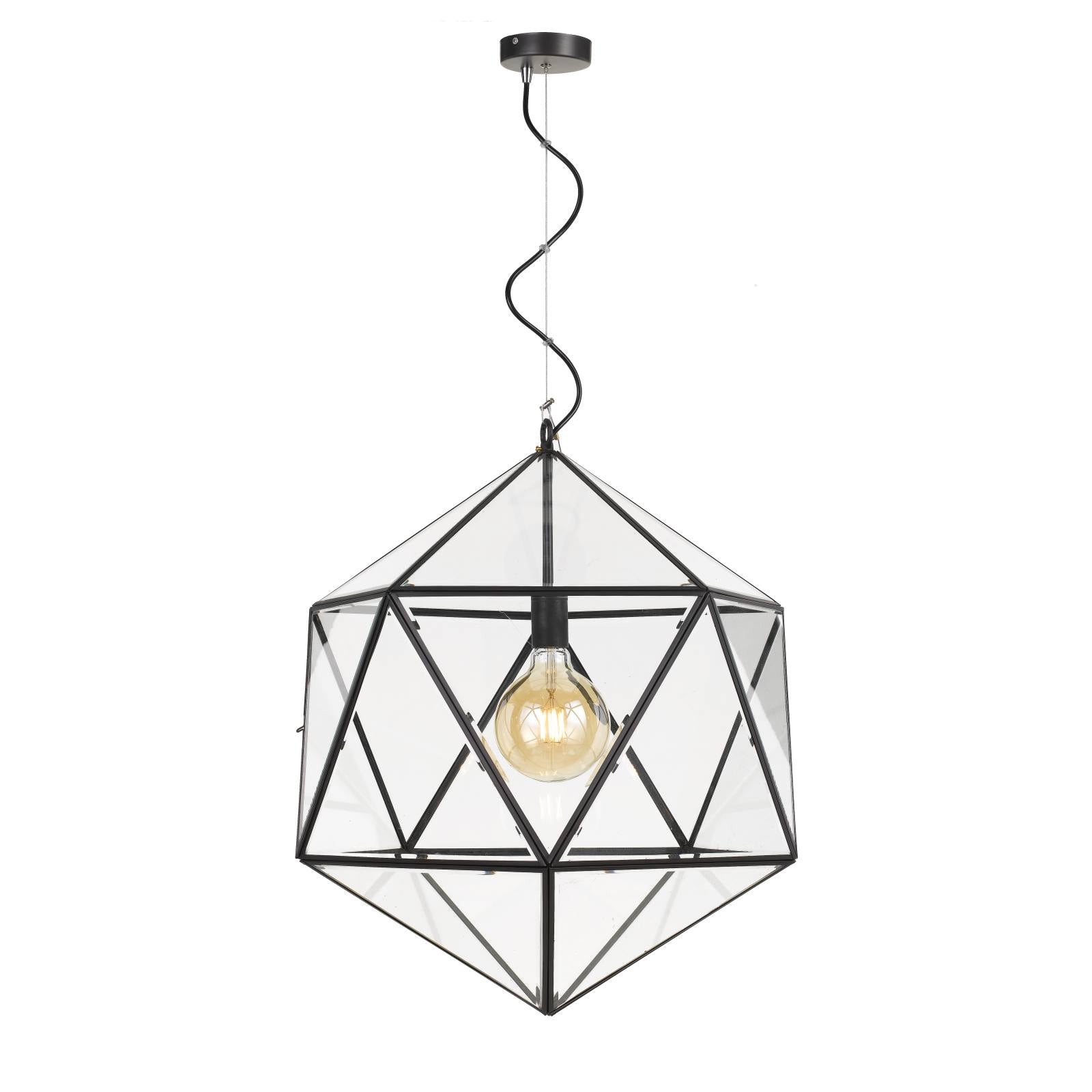 Lazlo 50 Pendant, Clear Glass, Black