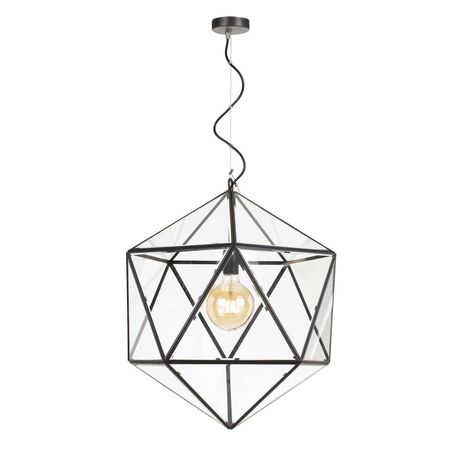 Lazlo 50 Pendant, Clear Glass, Black