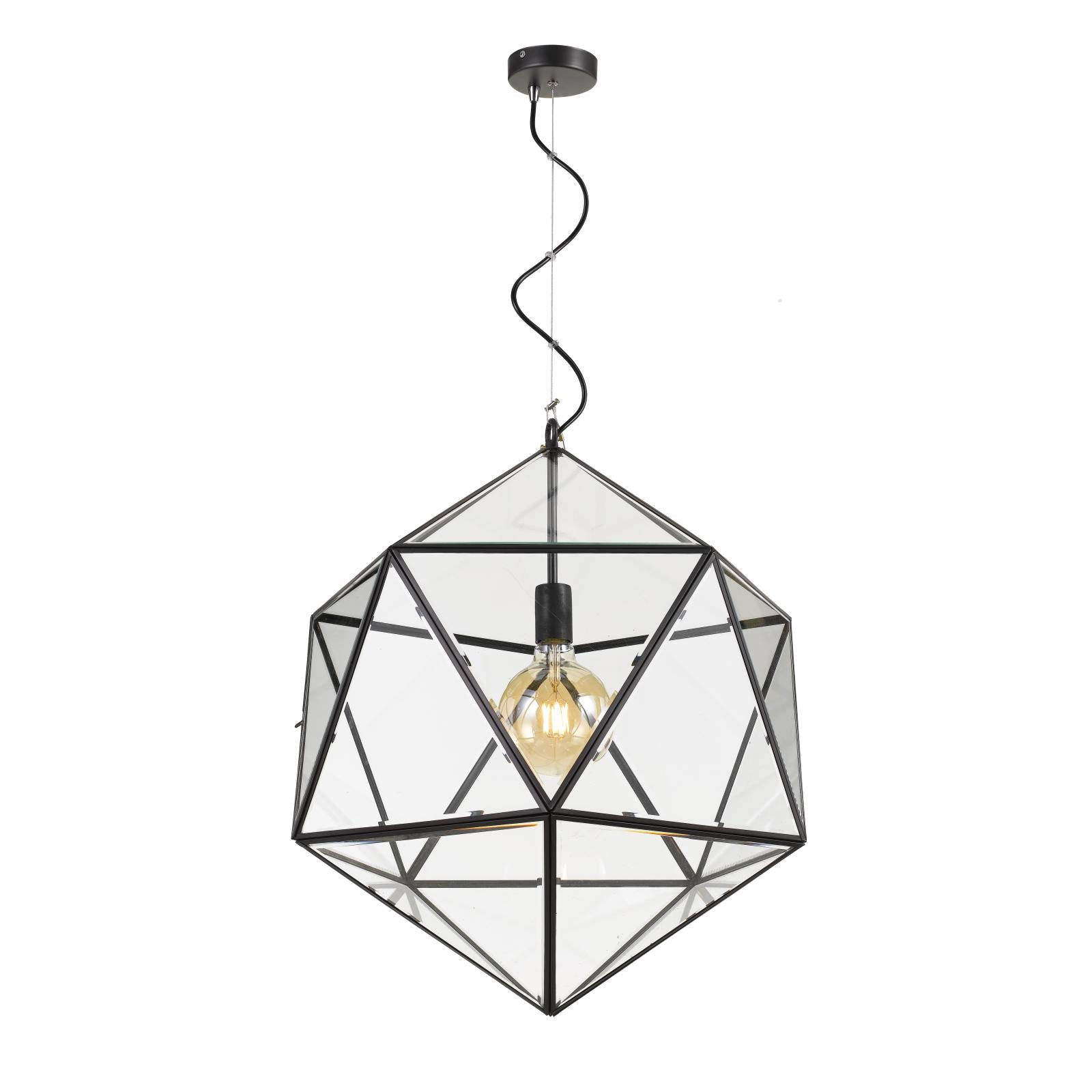 Lazlo 50 Pendant, Clear Glass, Black