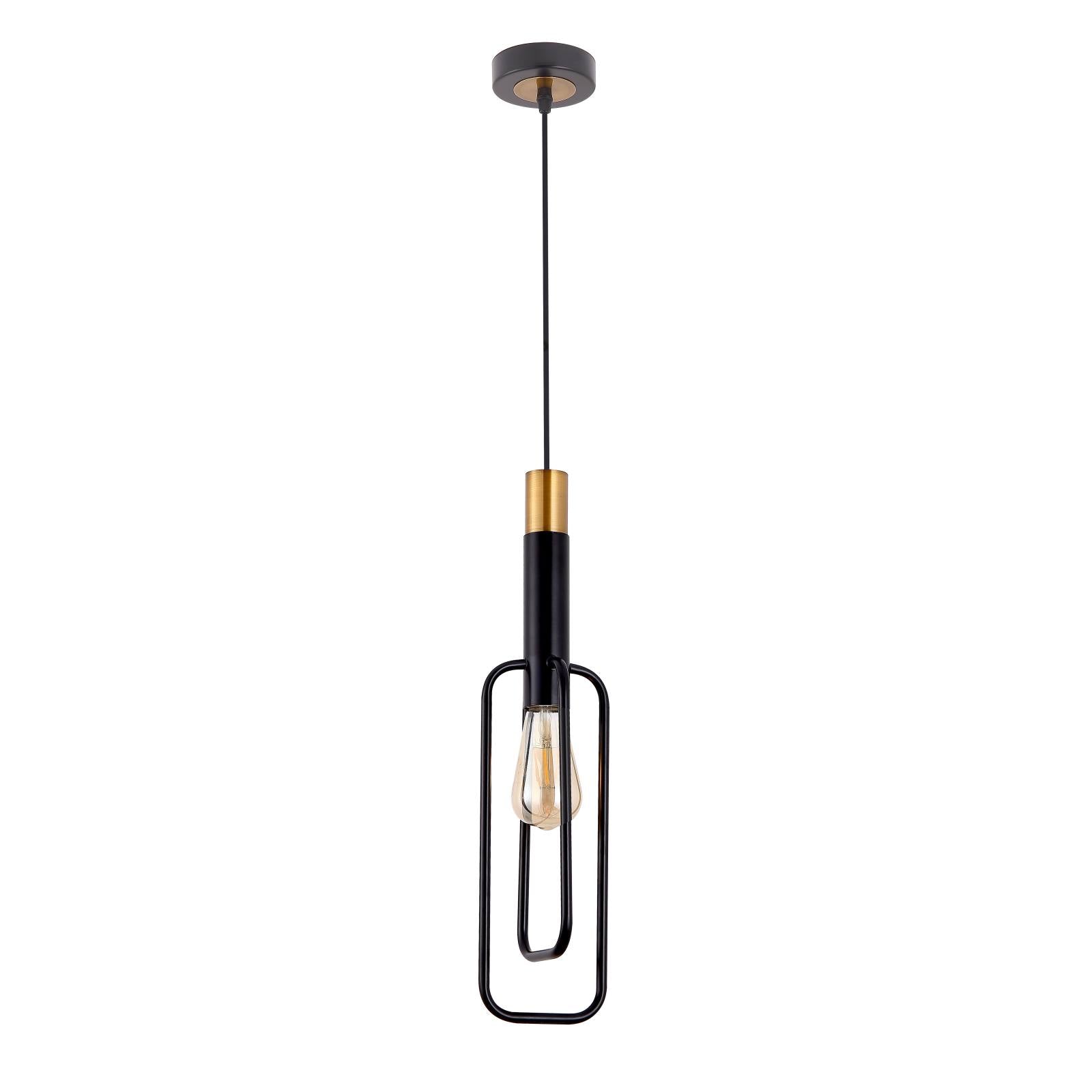 Marvin 1 Light Pendant Square, Black, Gold
