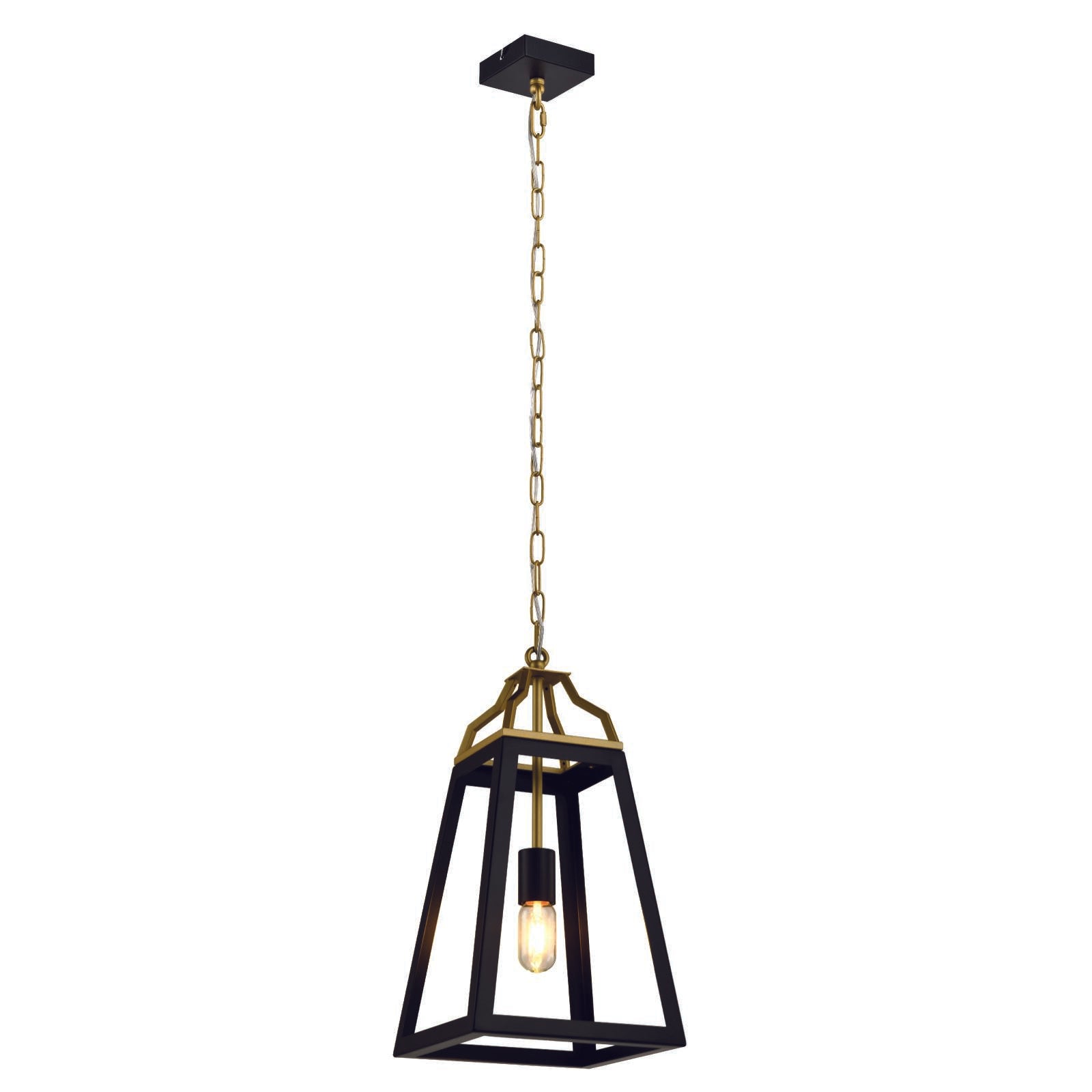 Monteal 1 Light Pendant, Black, Antique Gold