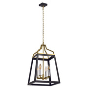 Monteal 4 Light Pendant, Antique Gold, Black