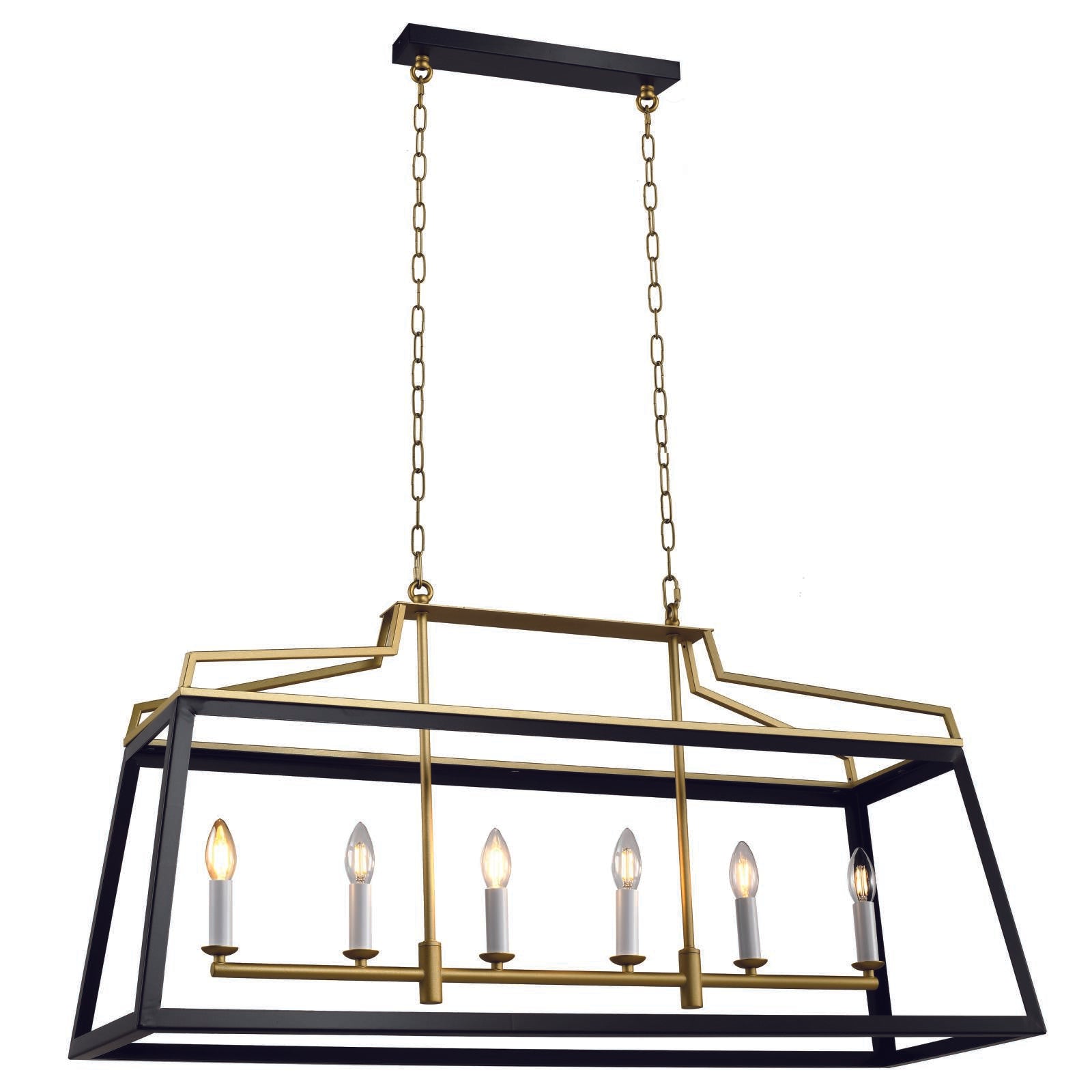 Monteal 6 Light Pendant, Antique Gold, Black
