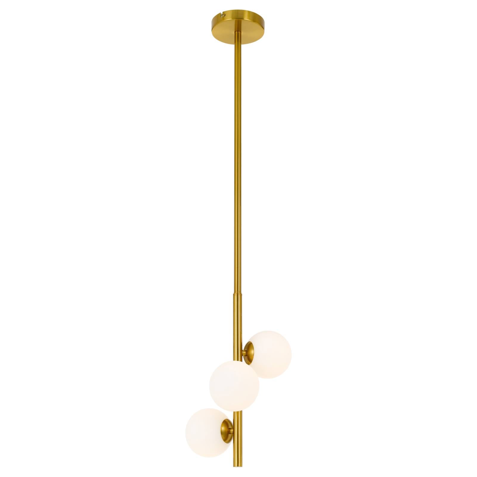 Moran 3 Light Pendant, Antique Gold, Opal Matte