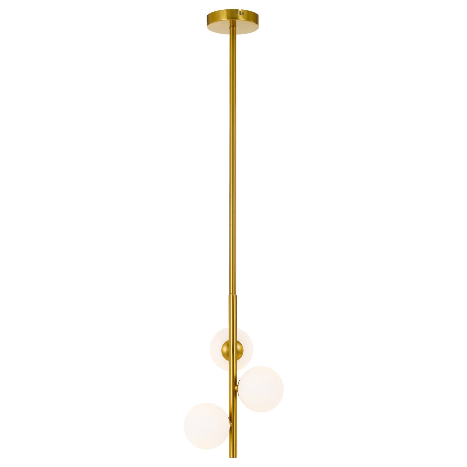 Moran 3 Light Pendant, Antique Gold, Opal Matte