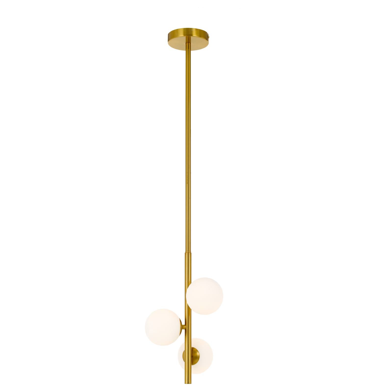 Moran 3 Light Pendant, Antique Gold, Opal Matte
