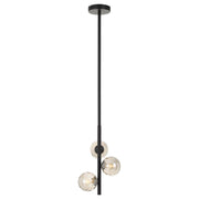 Moran 3 Light Pendant, Black, Smoke Glass