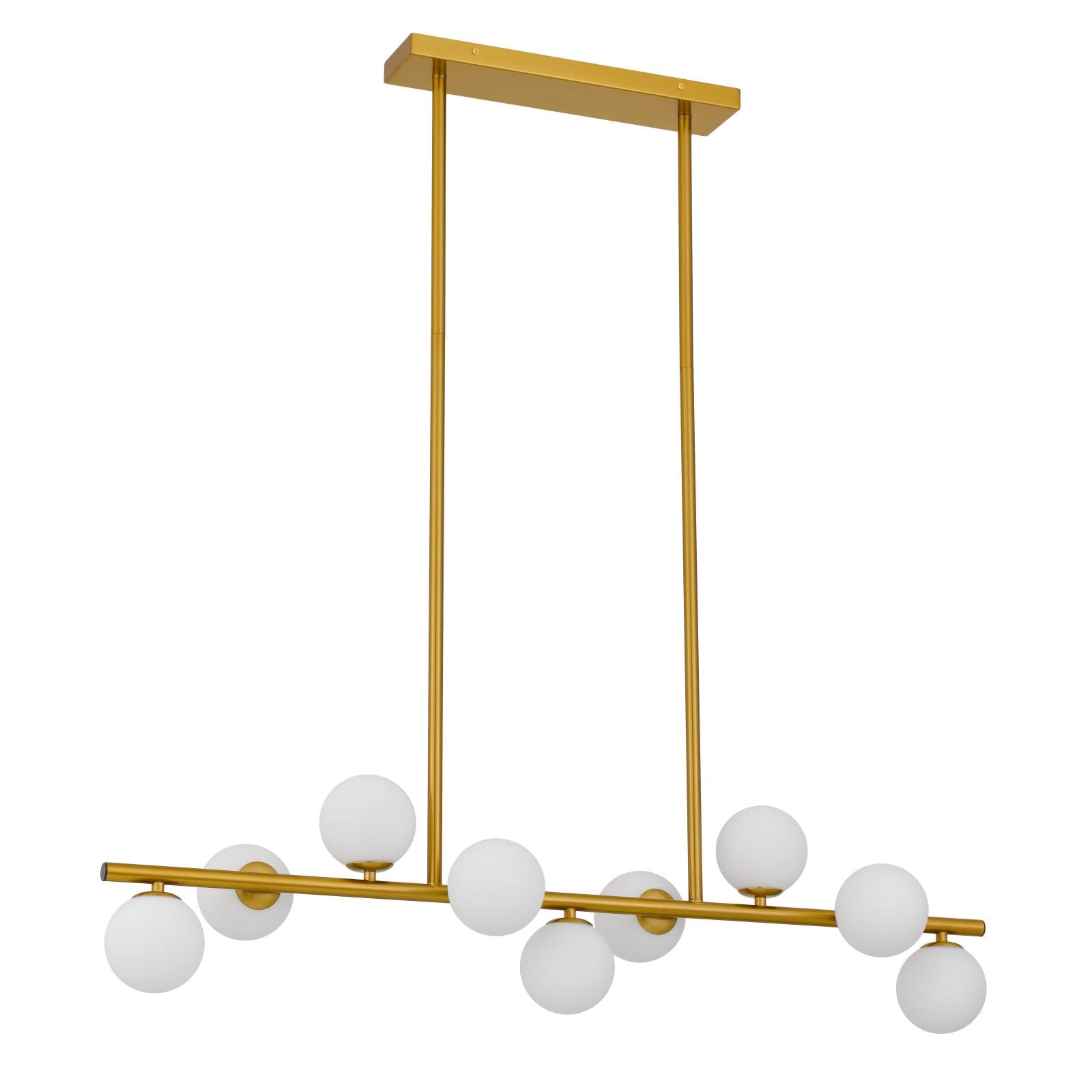 Moran 9 Light Pendant, Antique Gold, Opal Matte