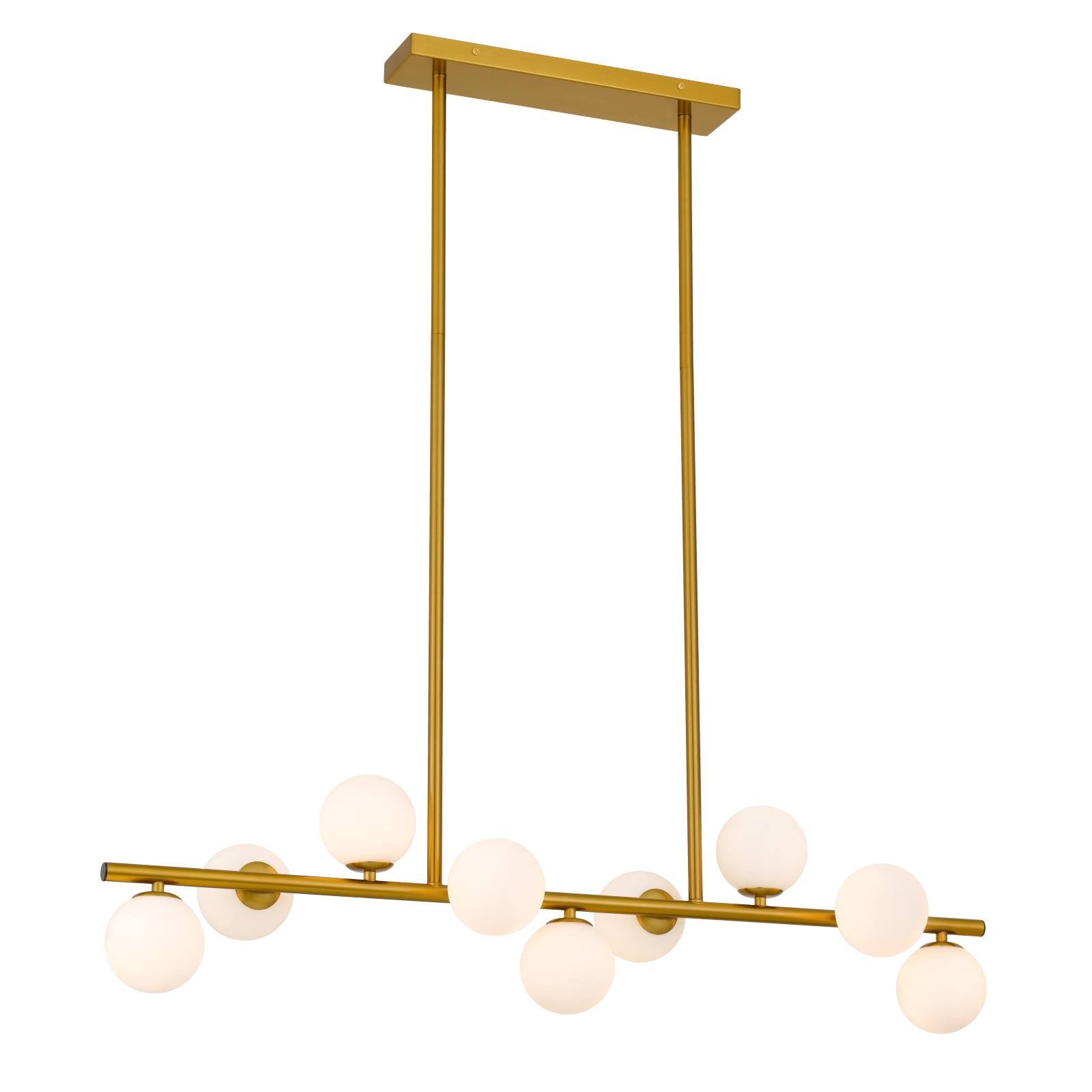 Moran 9 Light Pendant, Antique Gold, Opal Matte