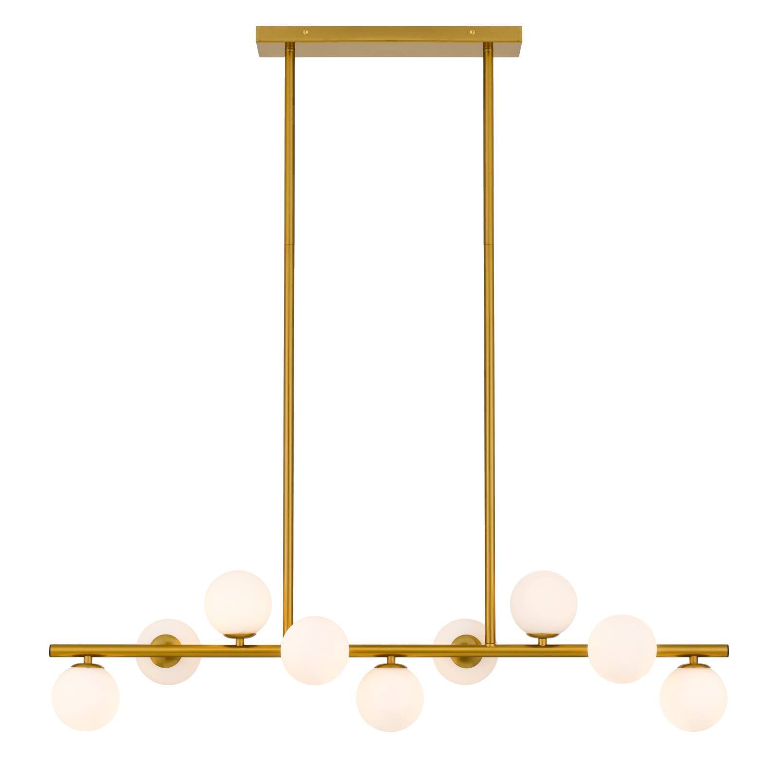 Moran 9 Light Pendant, Antique Gold, Opal Matte