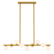 Moran 9 Light Pendant, Antique Gold, Opal Matte