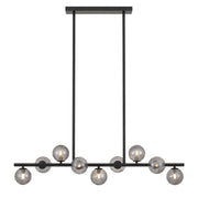 Moran 9 Light Pendant, Black, Smoke Glass