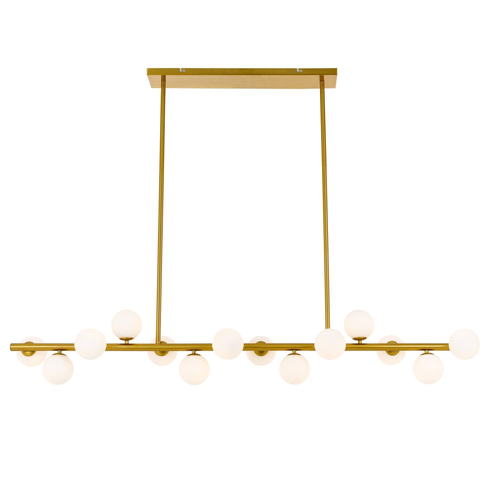 Moran 14 Light Pendant, Antique Gold, Opal Matte