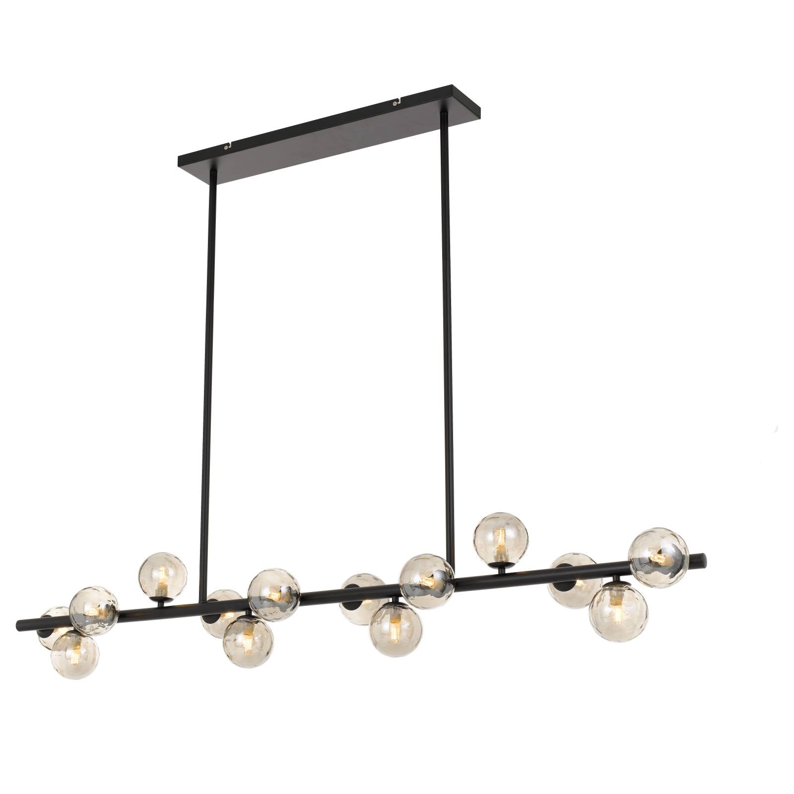Moran 14 Light Pendant, Black, Smoke Glass