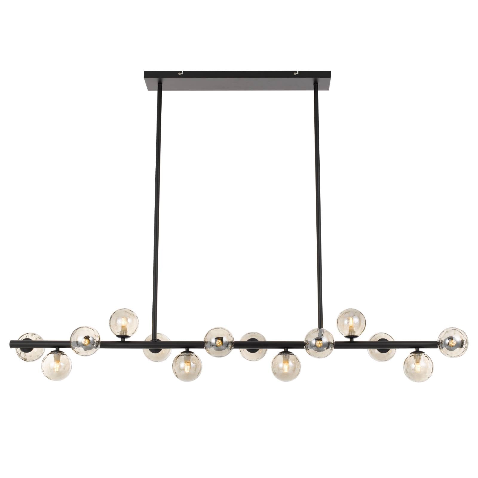 Moran 14 Light Pendant, Black, Smoke Glass