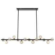 Moran 14 Light Pendant, Black, Smoke Glass