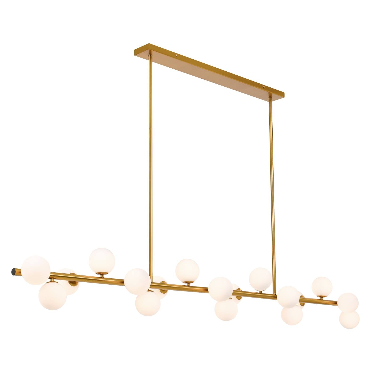 Moran 18 Light Pendant, Antique Gold, Opal Matte