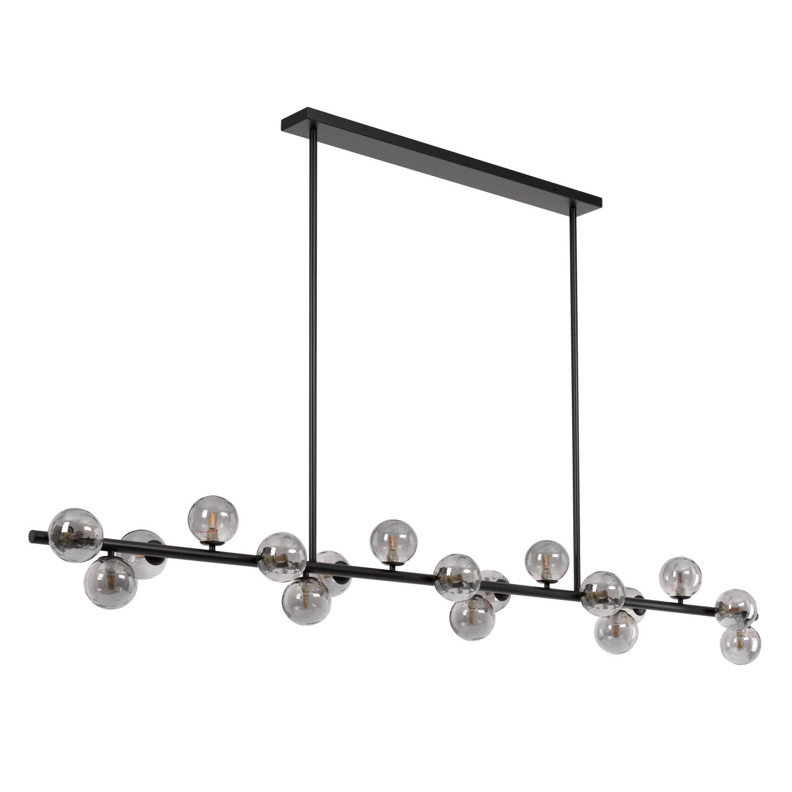 Moran 18 Light Pendant, Black, Smoke Glass