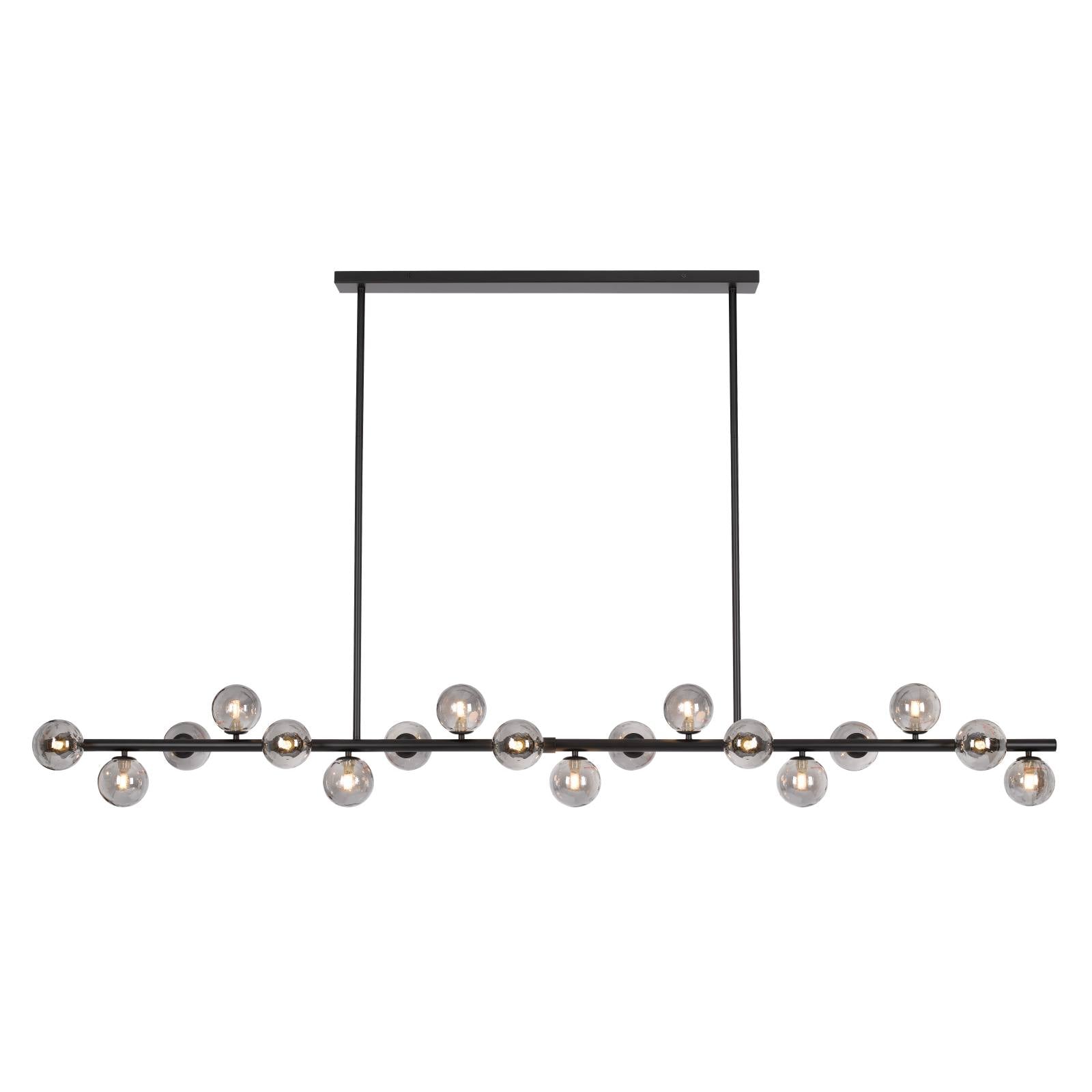 Moran 18 Light Pendant, Black, Smoke Glass