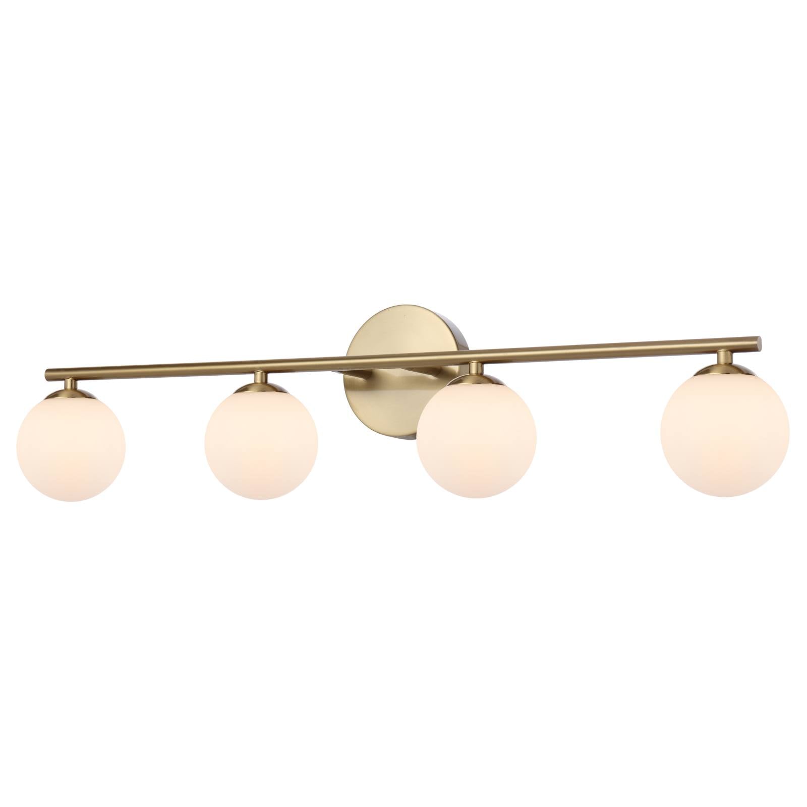 Moran 4 Light Wall, Antique Gold, Opal Matte