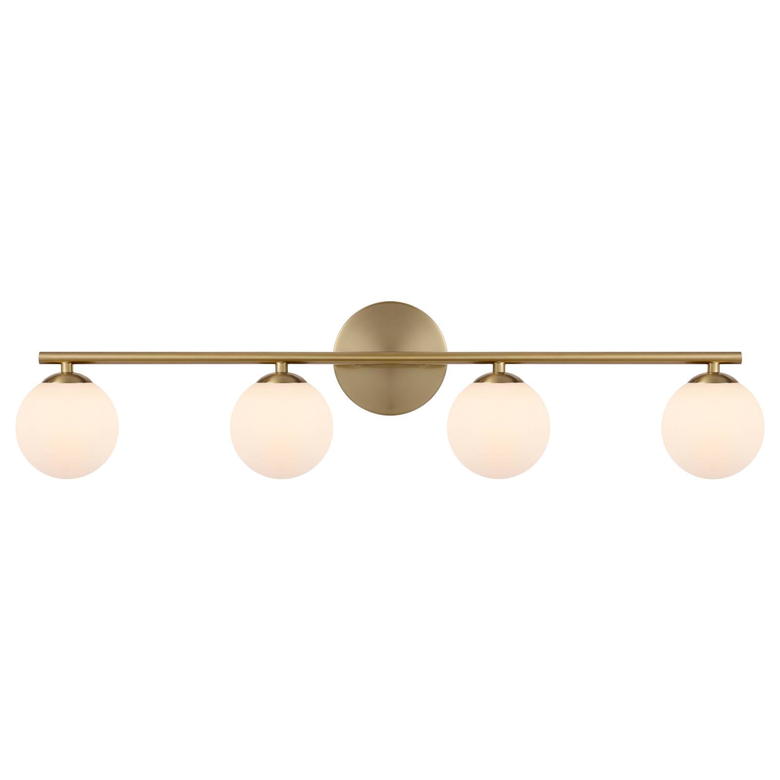 Moran 4 Light Wall, Antique Gold, Opal Matte