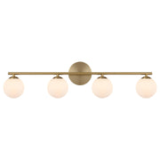 Moran 4 Light Wall, Antique Gold, Opal Matte