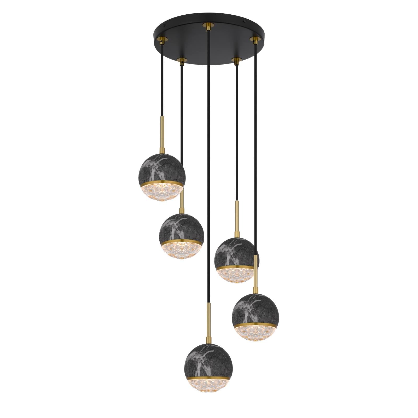 Oneta 5 Pendant, Black Marble