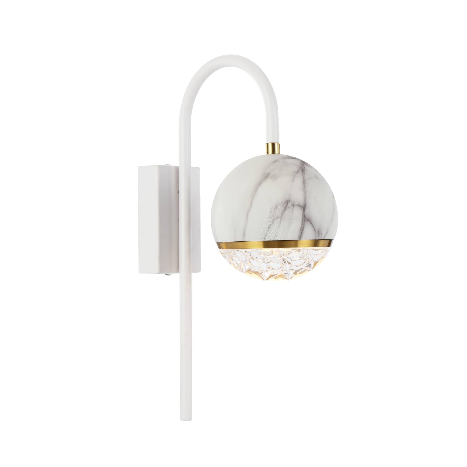 Oneta Arm Wall Lamp, White Marble
