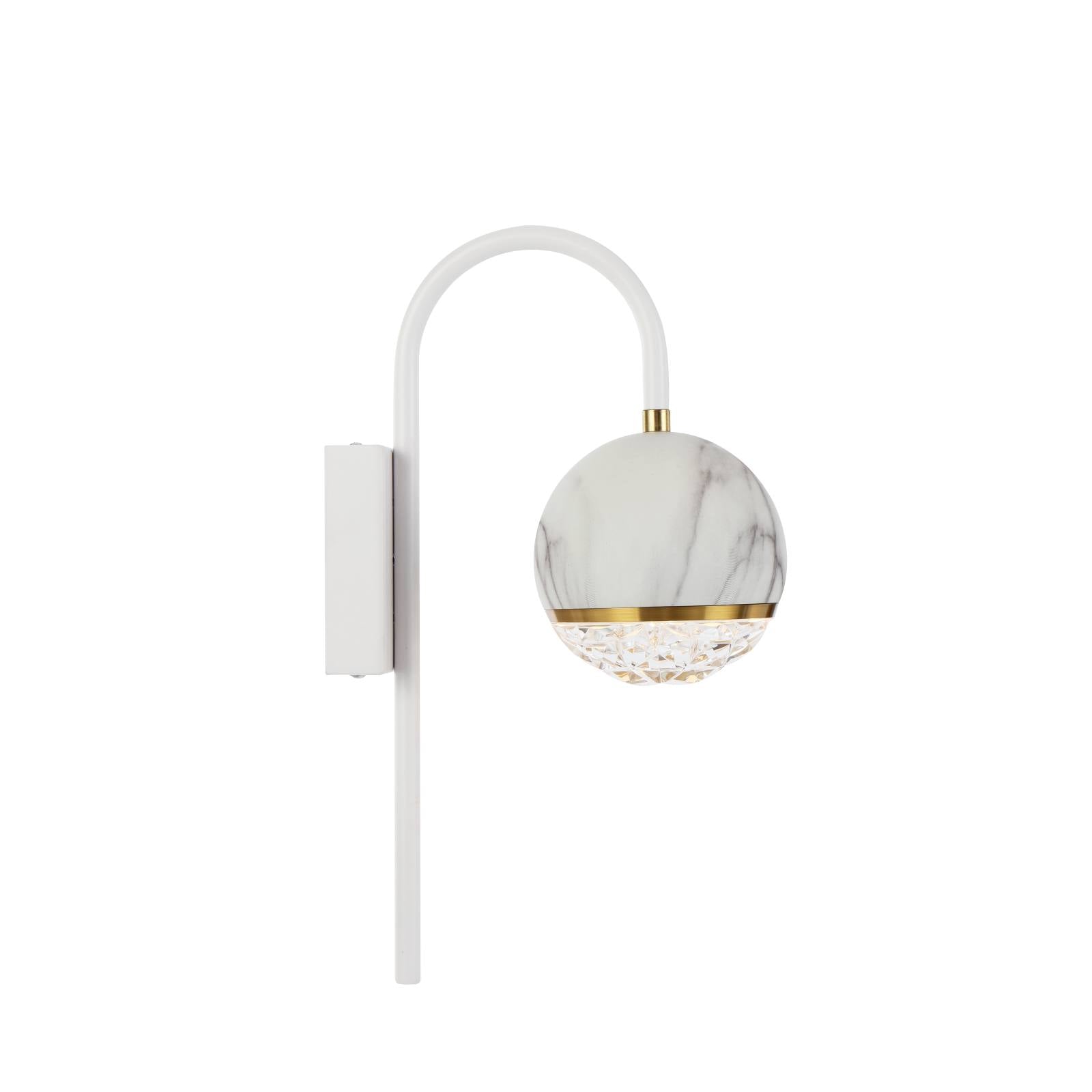 Oneta Arm Wall Lamp, White Marble
