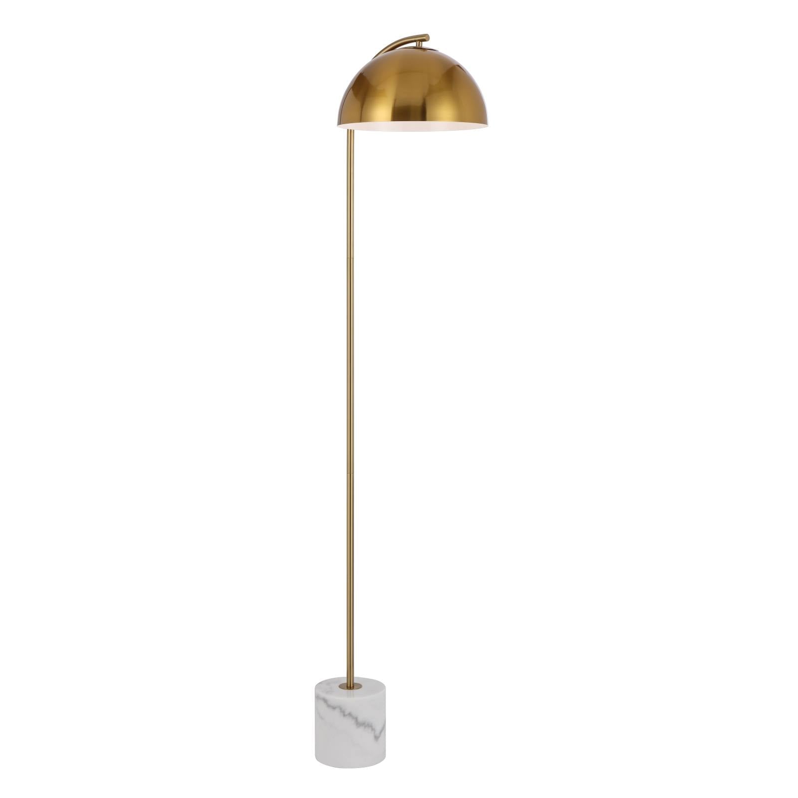 Ortez Floor Lamp, White, Antique Gold