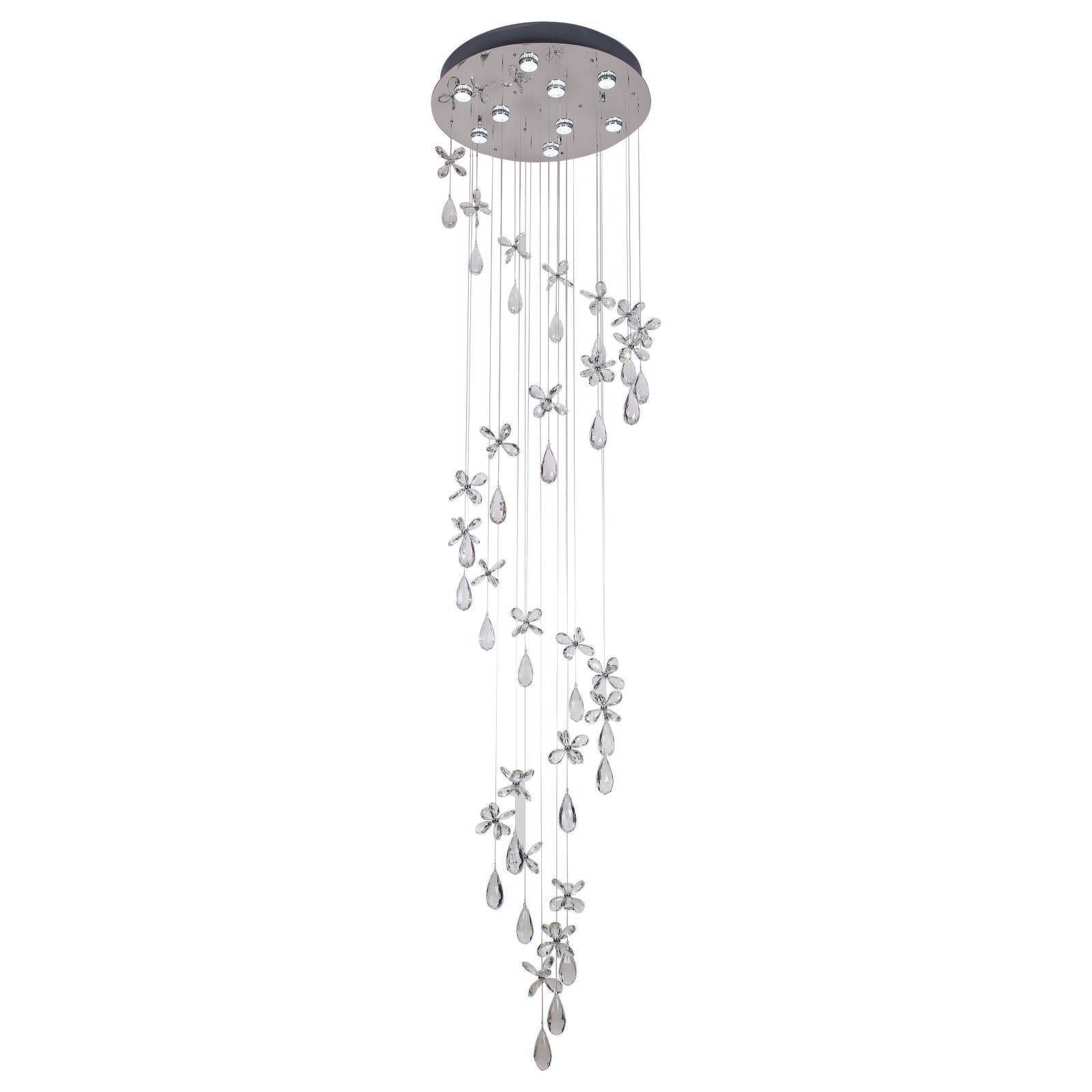 Paradis 251cm Pendant, Clear Glass, Chrome