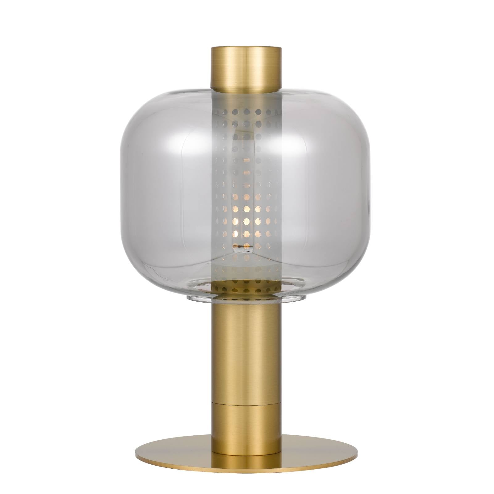 Parola Table Lamp, Gold, Smoke Glass