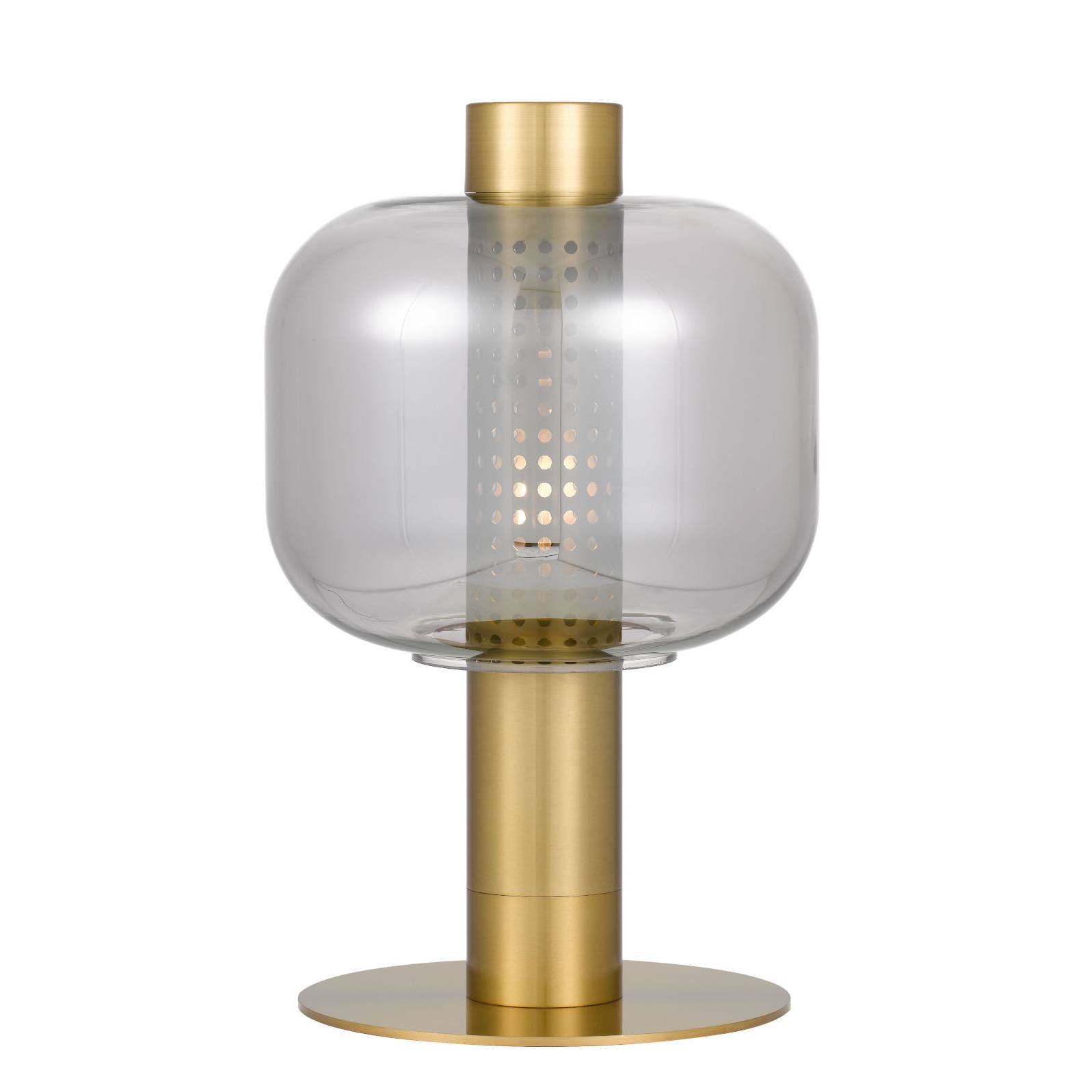 Parola Table Lamp, Gold, Smoke Glass