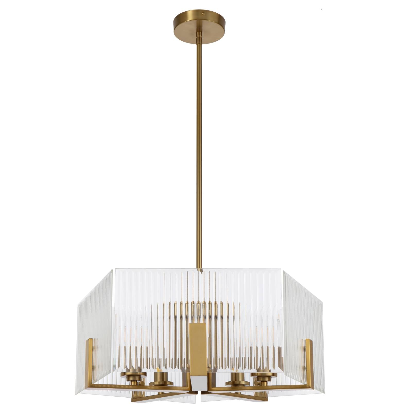 Pelion 5 Light Pendant Light, Antique Gold