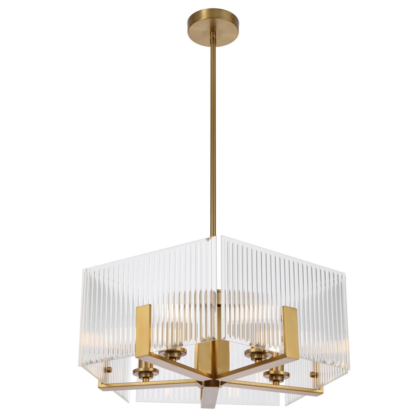 Pelion 5 Light Pendant Light, Antique Gold