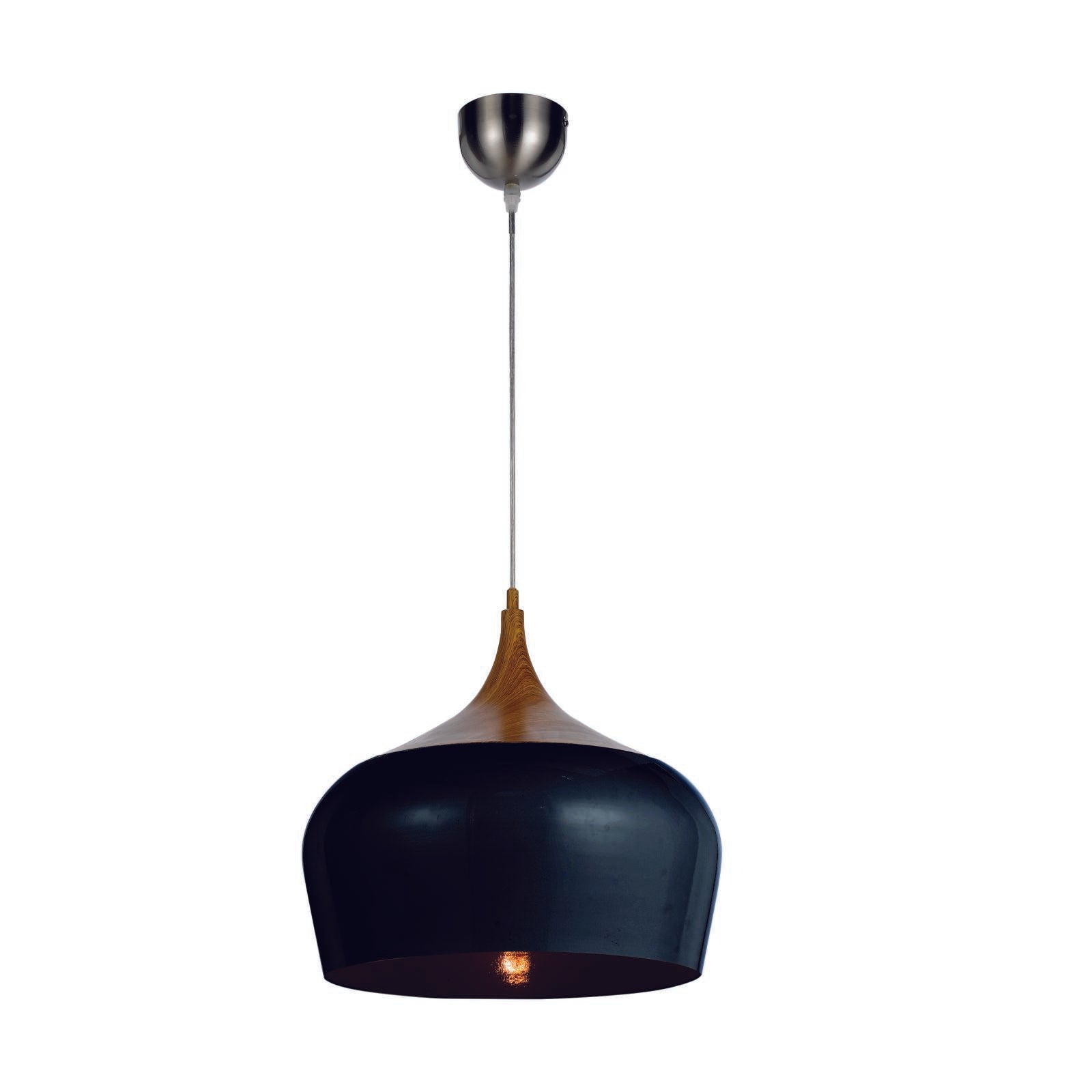 Polk 30cm Pendant Light, Black, Oak