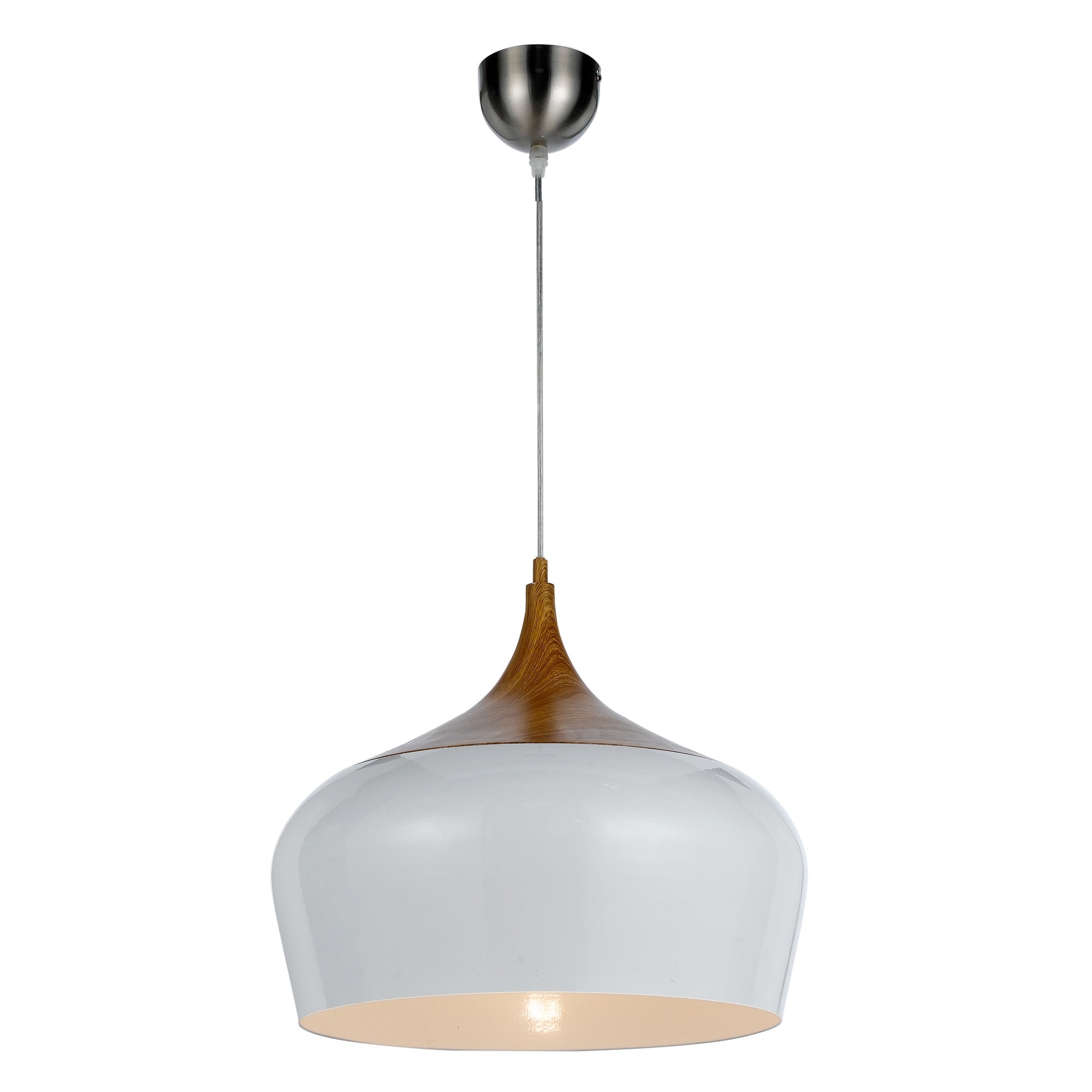 Polk 30cm Pendant Light, White, Oak