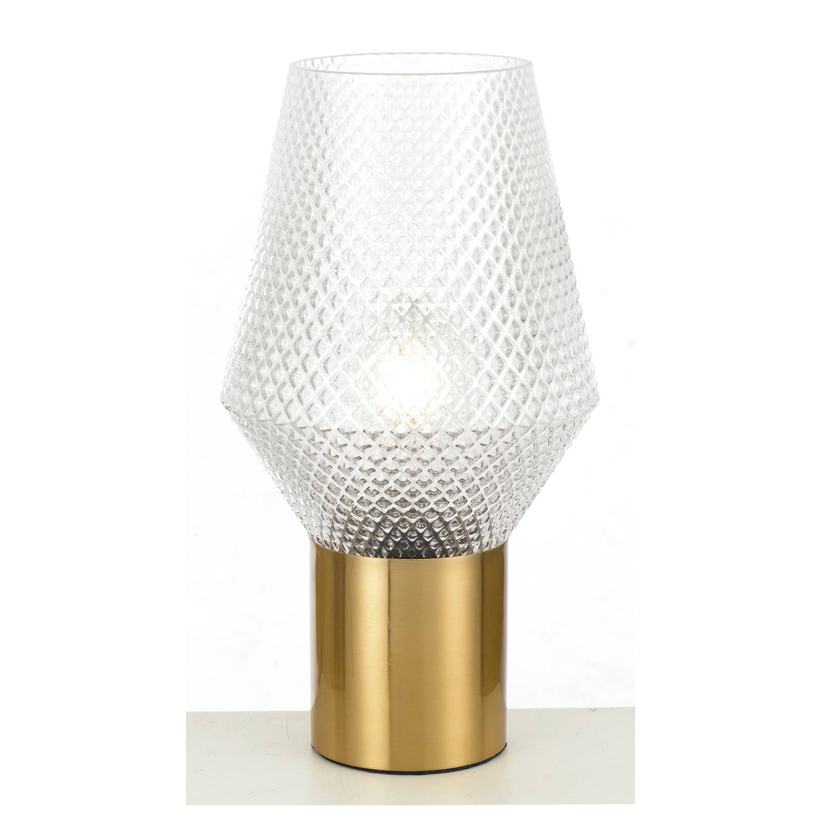 Rene Table Lamp, Clear Glass, Antique Gold