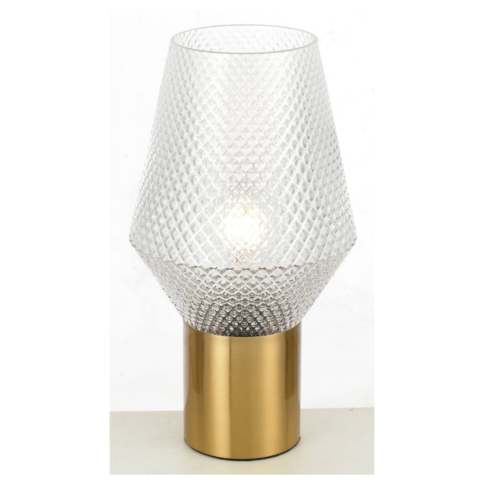 Rene Table Lamp, Clear Glass, Antique Gold
