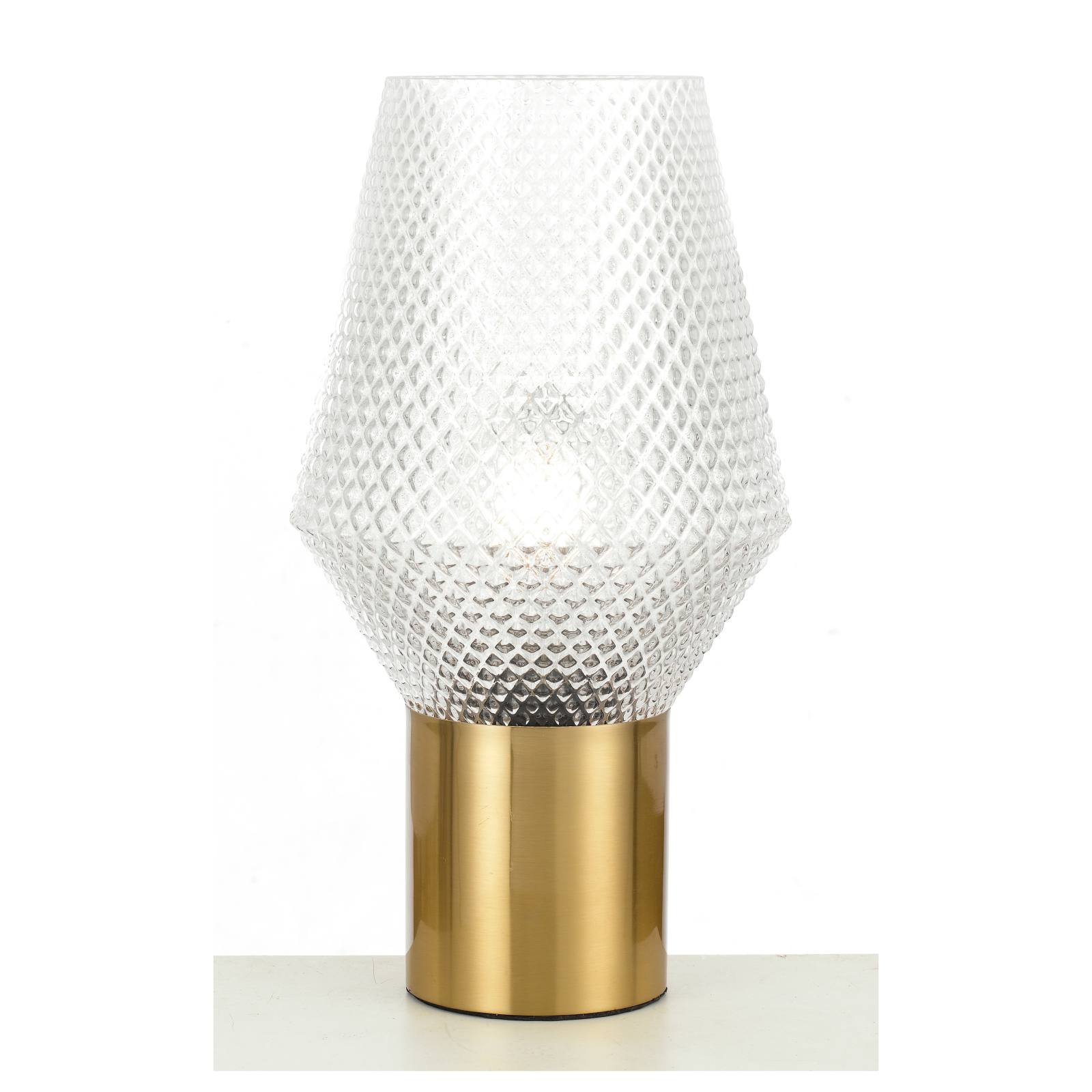 Rene Table Lamp, Clear Glass, Antique Gold