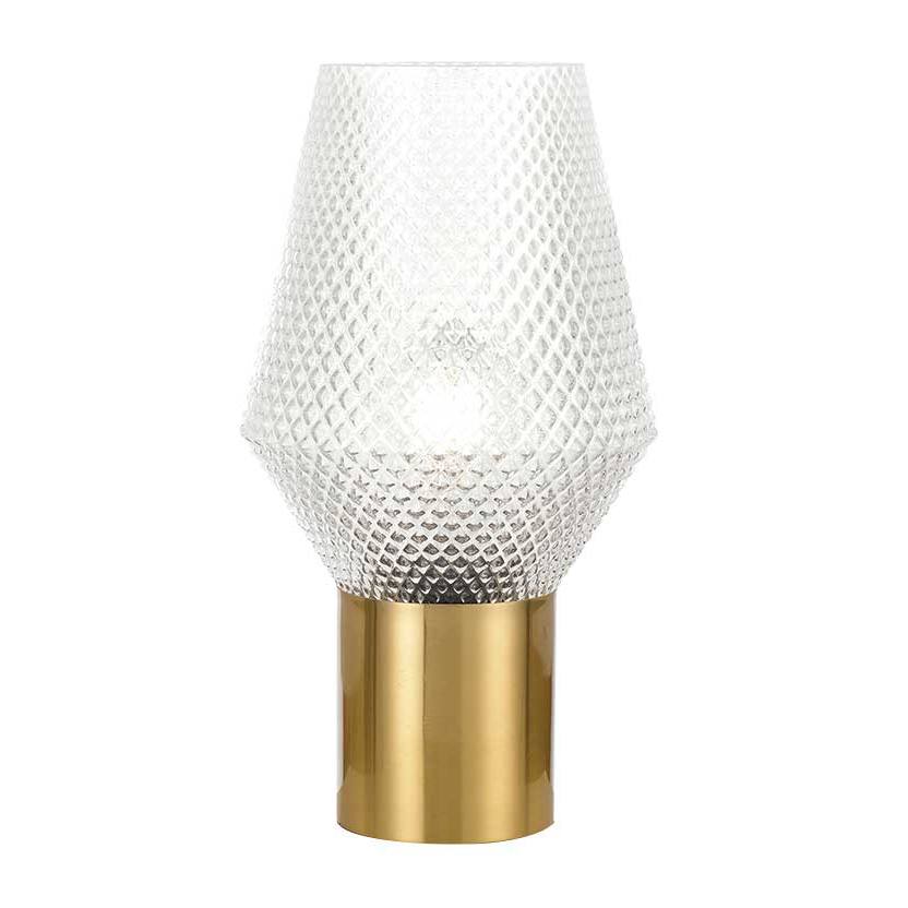 Rene Table Lamp, Clear Glass, Antique Gold